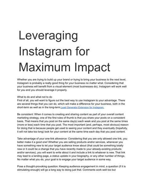 LeveragingInstagram'sFeaturesforMaximumImpact